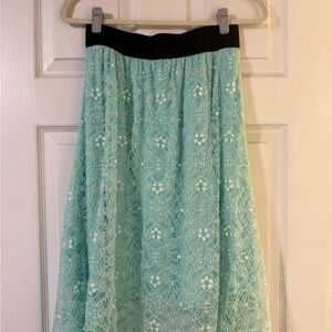 LuLaRoe A-Line Lace Skirt in Light Blue and Black